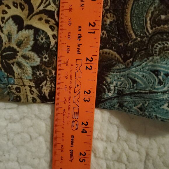 Coldwater Creek  Blouse Blue Brown Cream Paisley-3/4 Sleeves-Round Neck Sz PM - Picture 10 of 12